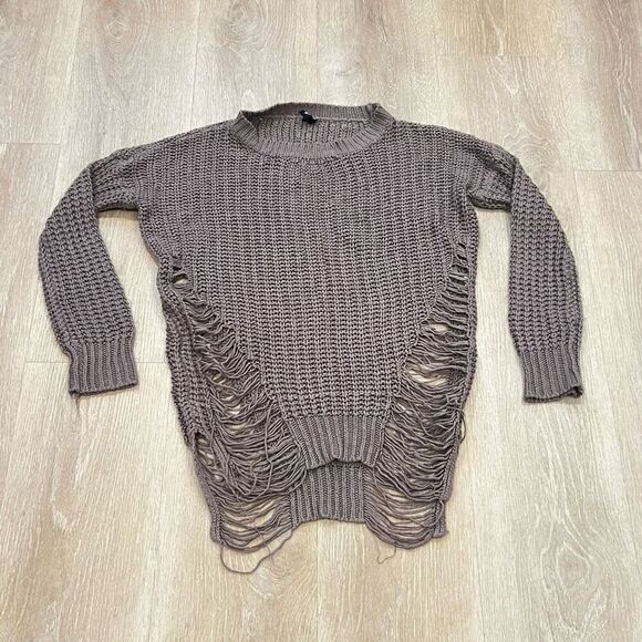 Windsor Dusty Rose Cable Knit Distressed Sweater Dress, Junior Women’s Medium - Picture 5 of 12